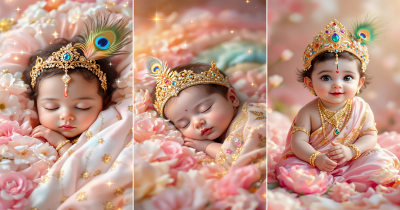 Cute Baby Krishna AI Image Prompts Ideas