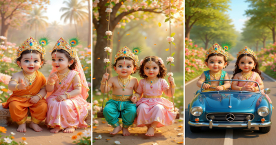 Cute Baby Radha & Krishna AI Images Prompt Ideas