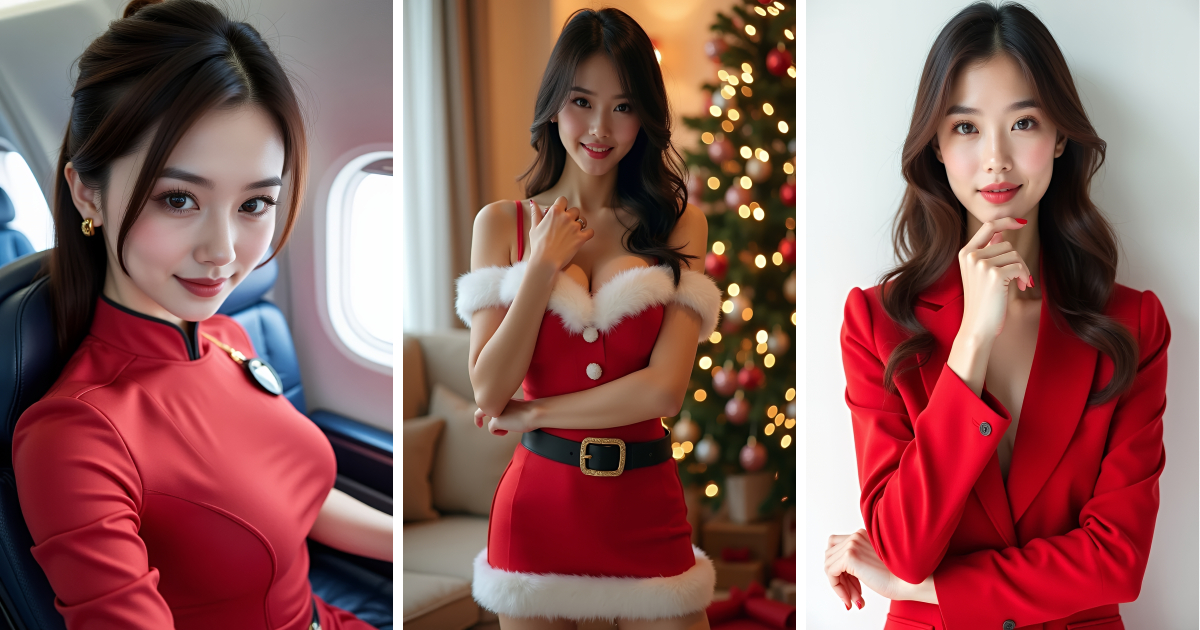 🟥 Luxury Girl in Red Dress AI Wallpaper - Aivana