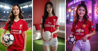 Cute Female Football Player AI Images