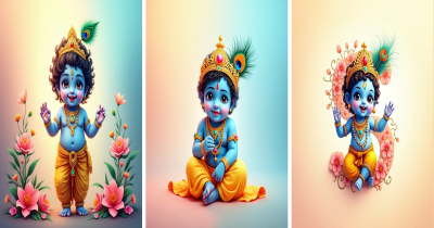 Little Krishna - Letters AI Wallpaper