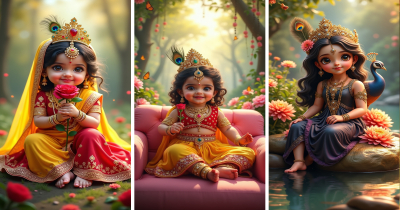 Little Radha - Divine Childhood AI Wallpaper