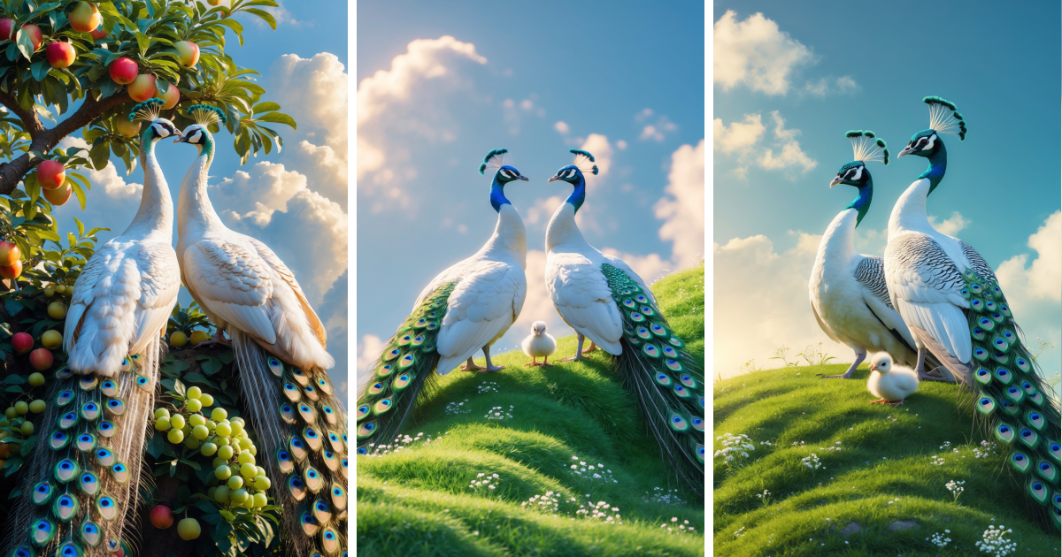Majestic White Peacocks in Nature – A Serene Symbol of Beauty & Grace - Aivana Majestic White Peacocks in Nature – A Serene Symbol of Beauty & Grace - Aivana